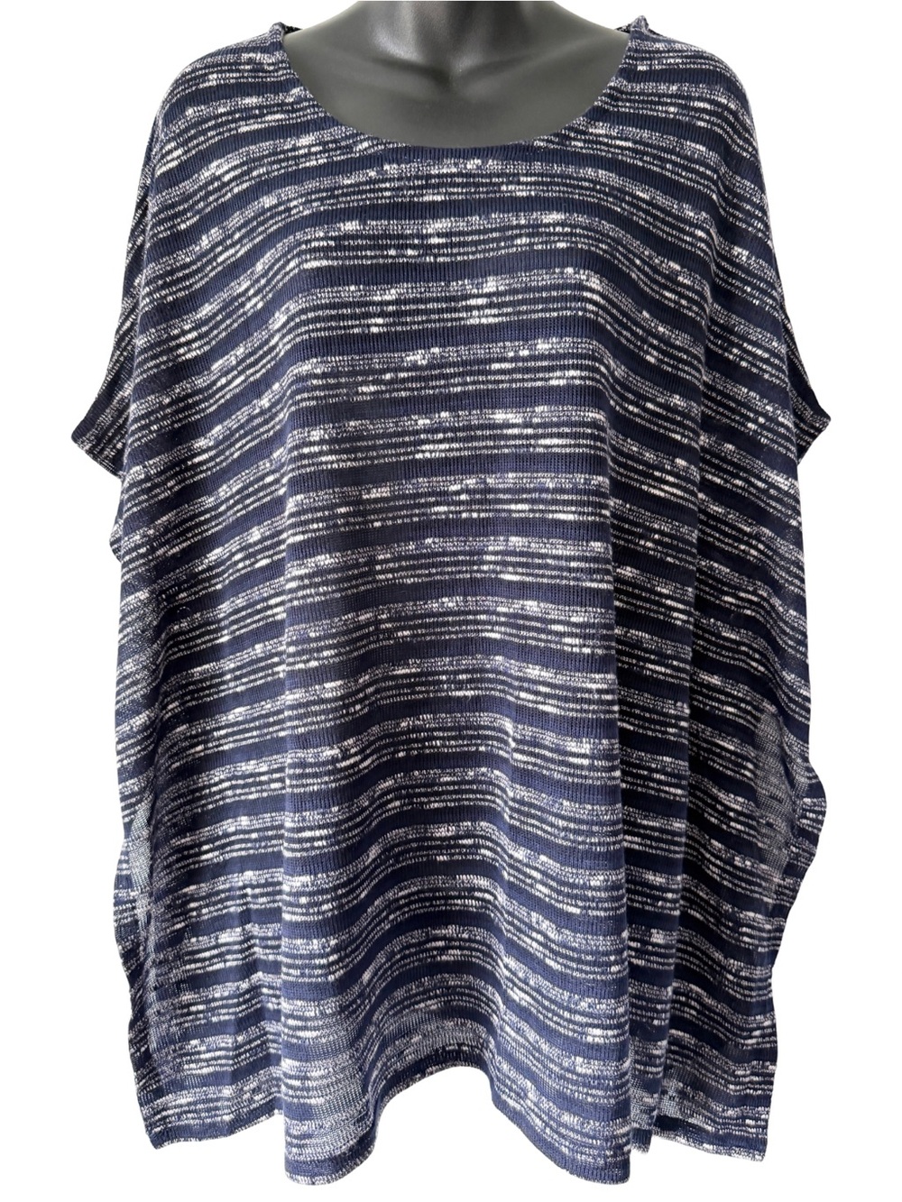 Motherhood Maternity Navy Striped Knit Tunic Nursing Poncho Top One Size Blue